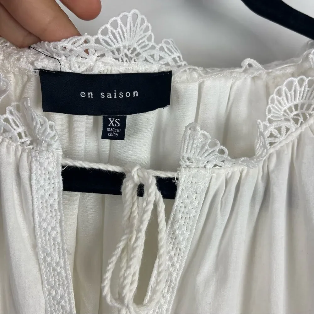 En Saison Tiered Lace Midi Prairie Dress Women's Size XS Cottage Core Festival - Picture 4 of 11